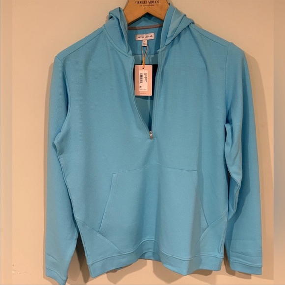 Peter Millar Sky Blue Waffle Knit Pullover - Picture 2 of 12
